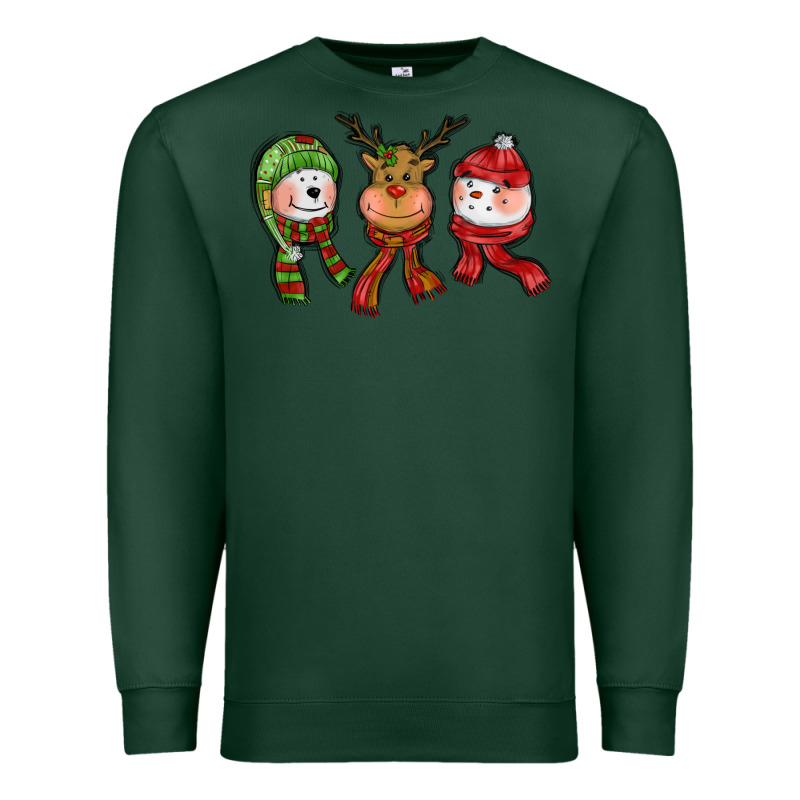 Christmas Reindeer Polar Bear Snowman Premium Sweatshirt by CowGirlArtShop | Teevron