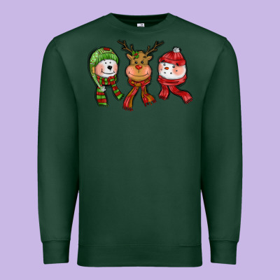 Christmas Reindeer Polar Bear Snowman Premium Sweatshirt Designed By Cowgirlartshop