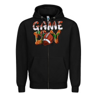 Black Game day leopard Football Zipper Hoodie - NancyCooperArtShop
