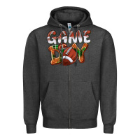Charcoal Heather Game day leopard Football Zipper Hoodie - NancyCooperArtShop