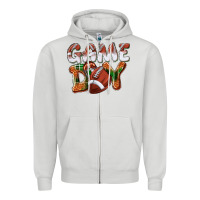 Dove Grey Game day leopard Football Zipper Hoodie - NancyCooperArtShop