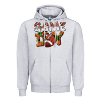 Heather Grey Game day leopard Football Zipper Hoodie - NancyCooperArtShop