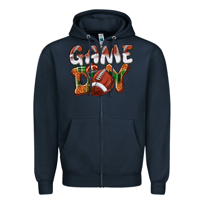 Game Day Leopard Football Zipper Hoodie by NancyCooperArtShop | Teevron