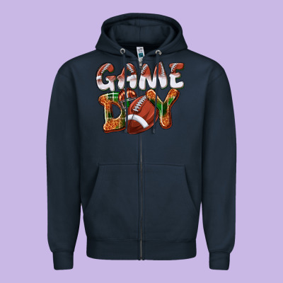 Game Day Leopard Football Zipper Hoodie Designed By Nancycooperartshop