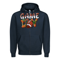 Navy Game day leopard Football Zipper Hoodie - NancyCooperArtShop