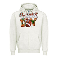Oatmeal Heather Game day leopard Football Zipper Hoodie - NancyCooperArtShop