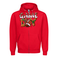 Red Game day leopard Football Zipper Hoodie - NancyCooperArtShop
