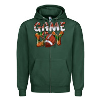 Sports Green Game day leopard Football Zipper Hoodie - NancyCooperArtShop