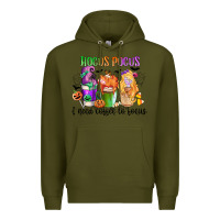Army Green hocus pocus i need coffee to focus Premium Hoodie - CowGirlArtShop