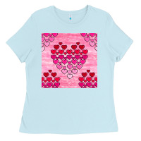 Baby Blue valentines day hearts seamless pattern Ladies Tee - BundleAndBundleShop