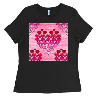Black valentines day hearts seamless pattern Ladies Tee - BundleAndBundleShop