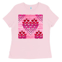 Bubblegum Pink valentines day hearts seamless pattern Ladies Tee - BundleAndBundleShop
