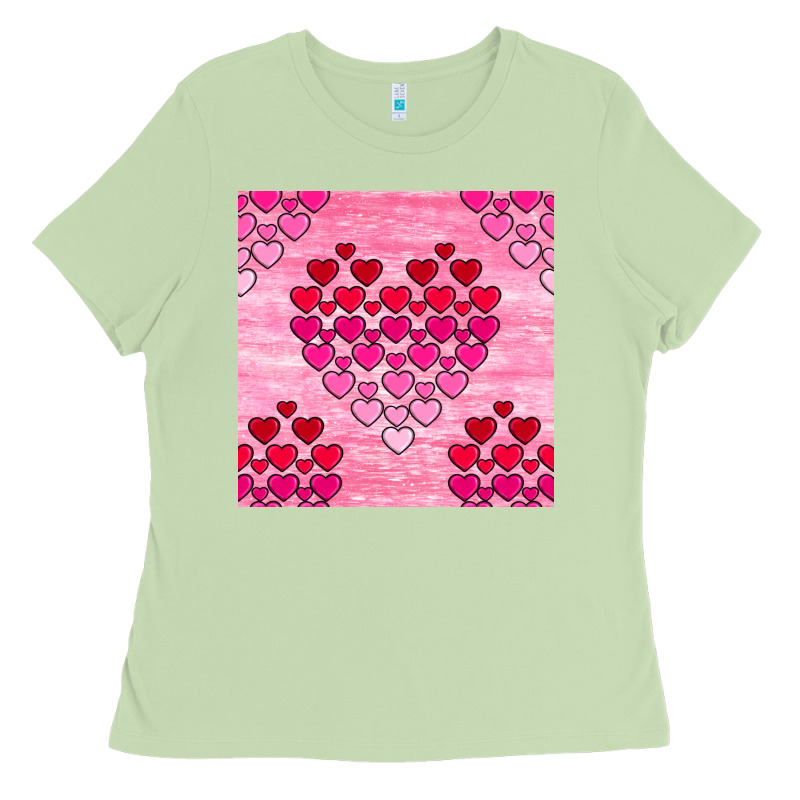 Valentines Day Hearts Seamless Pattern Ladies Tee by BundleAndBundleShop | Teevron