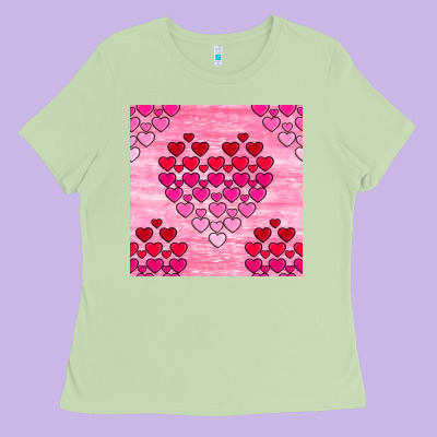 Valentines Day Hearts Seamless Pattern Ladies Tee Designed By Bundleandbundleshop