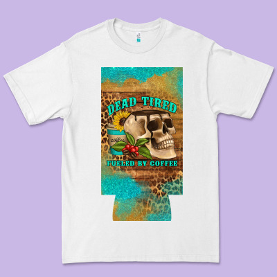 Dead Tired Fueled By Coffee 12 Oz Can Cooler  (slim) Premium Tee Designed By Artiststas