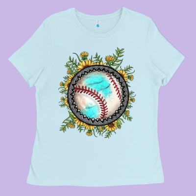 Baseball Gemstone Sunflower Ladies Tee Designed By Jahusdesignshop