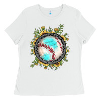 White baseball gemstone sunflower Ladies Tee - JahusDesignShop