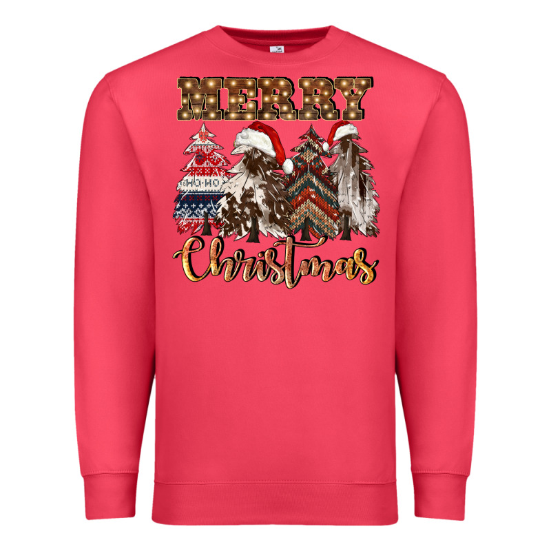 Merry Christmas Trees Premium Sweatshirt by CowGirlArtShop | Teevron