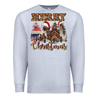 Heather Grey merry christmas trees Premium Sweatshirt - CowGirlArtShop