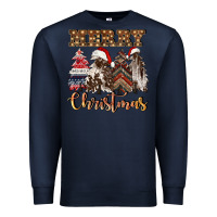 Navy merry christmas trees Premium Sweatshirt - CowGirlArtShop