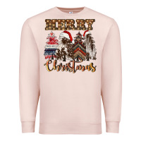 Pale Pink merry christmas trees Premium Sweatshirt - CowGirlArtShop