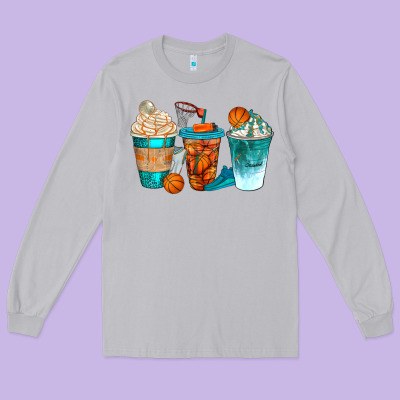 Basketball Coffee Cups Bbs Long Sleeve Tee Designed By Bundleandbundleshop
