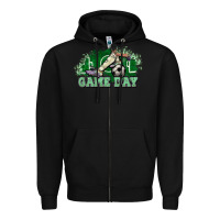 Black Game day Soccer Zipper Hoodie - NancyCooperArtShop