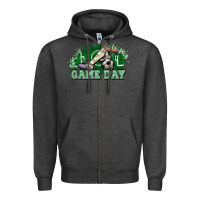 Charcoal Heather Game day Soccer Zipper Hoodie - NancyCooperArtShop