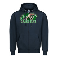 Navy Game day Soccer Zipper Hoodie - NancyCooperArtShop