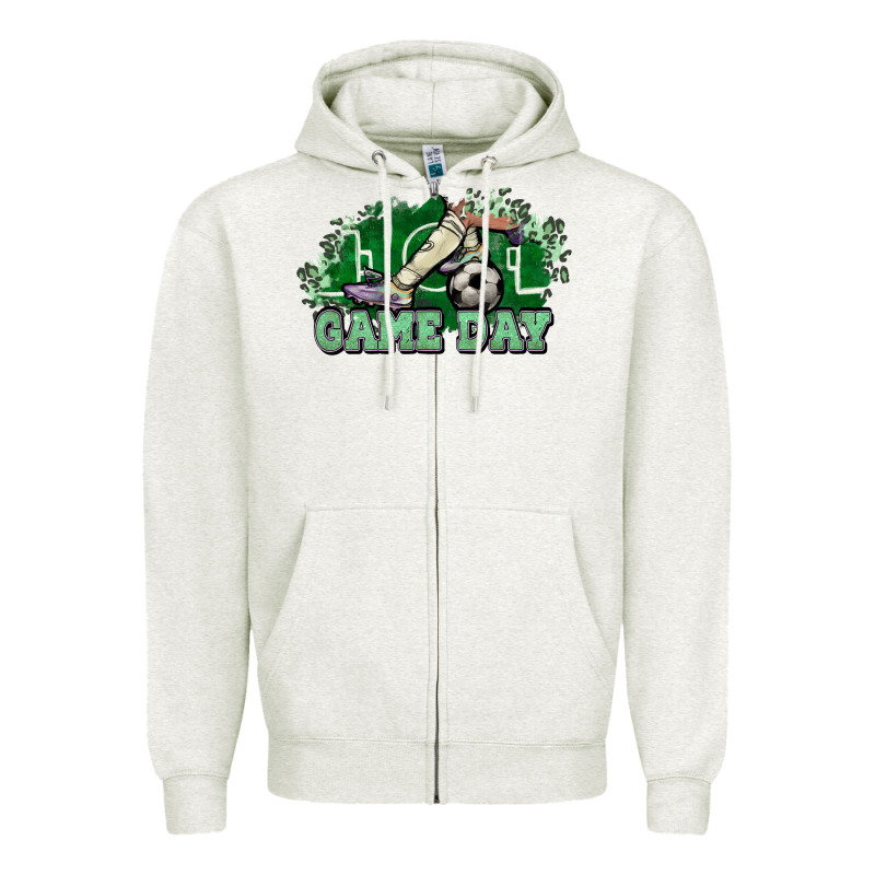 Game Day Soccer Zipper Hoodie by NancyCooperArtShop | Teevron