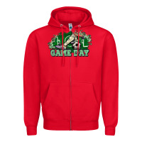 Red Game day Soccer Zipper Hoodie - NancyCooperArtShop