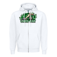 White Game day Soccer Zipper Hoodie - NancyCooperArtShop