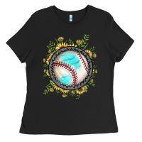 Black baseball gemstone sunflower Ladies Tee - JahusDesignShop