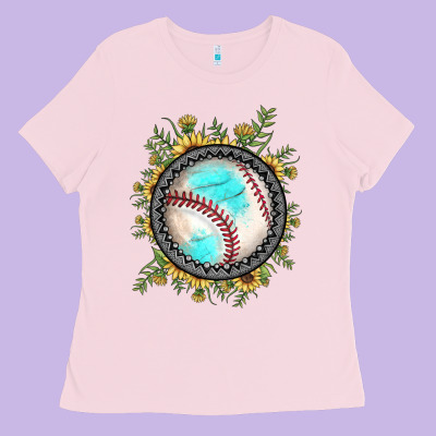Baseball Gemstone Sunflower Ladies Tee Designed By Jahusdesignshop