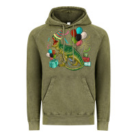 Vintage Olive party t rex Vintage Hoodie - MaliasSmallBusiness