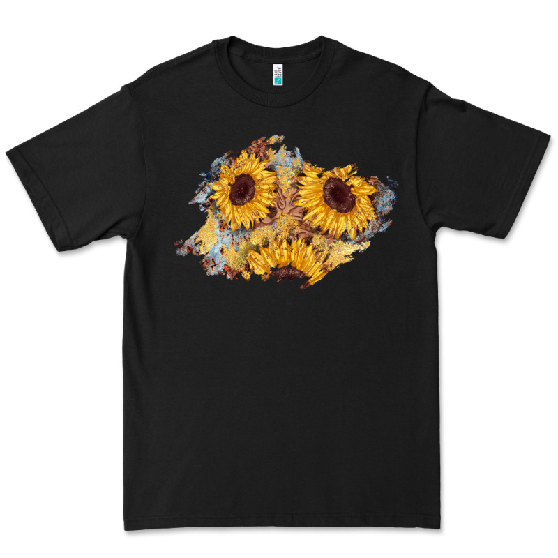 Sunflower Glitter Leather Patch Premium Tee by AdoDesignShop | Teevron
