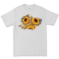 Dove Grey sunflower glitter leather patch Premium Tee - AdoDesignShop