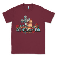 Burgundy she will not fail psalm christian cross pray Classic Tee - NancyCooperArtShop