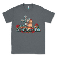 Charcoal Heather she will not fail psalm christian cross pray Classic Tee - NancyCooperArtShop