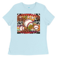 Baseball Leopard Cowhide Sunflower Ladies Tee | Teevron