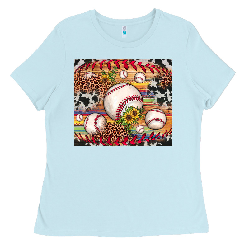 Baseball Leopard Cowhide Sunflower Ladies Tee by JahusDesignShop | Teevron