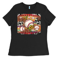 Black baseball leopard cowhide sunflower Ladies Tee - JahusDesignShop