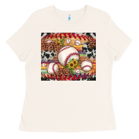 Bone baseball leopard cowhide sunflower Ladies Tee - JahusDesignShop