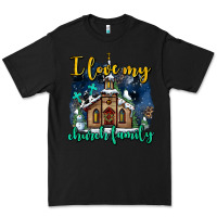 Black Christmas church and snow   ı love my church family Premium Tee - AdoDesignShop