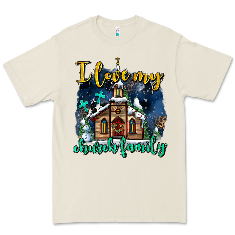 Christmas Church And Snow   ı Love My Church Family Premium Tee by AdoDesignShop | Teevron