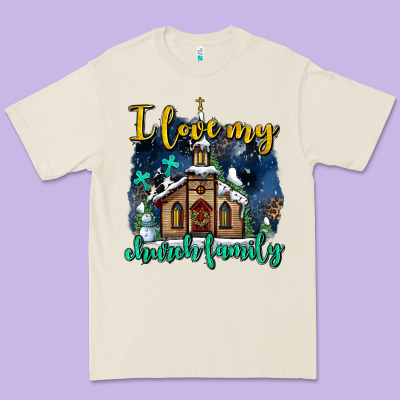 Christmas Church And Snow   ı Love My Church Family Premium Tee Designed By Adodesignshop