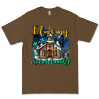 Cacao Christmas church and snow   ı love my church family Premium Tee - AdoDesignShop
