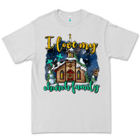 Dove Grey Christmas church and snow   ı love my church family Premium Tee - AdoDesignShop