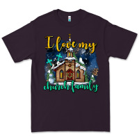 Plum Christmas church and snow   ı love my church family Premium Tee - AdoDesignShop