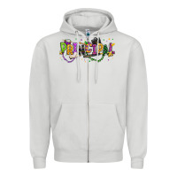 Dove Grey mardi gras principal Zipper Hoodie - texasbilliewilder